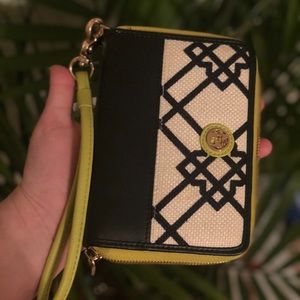 Spartina 499 Seven Oaks Leather Linen Zip Wallet